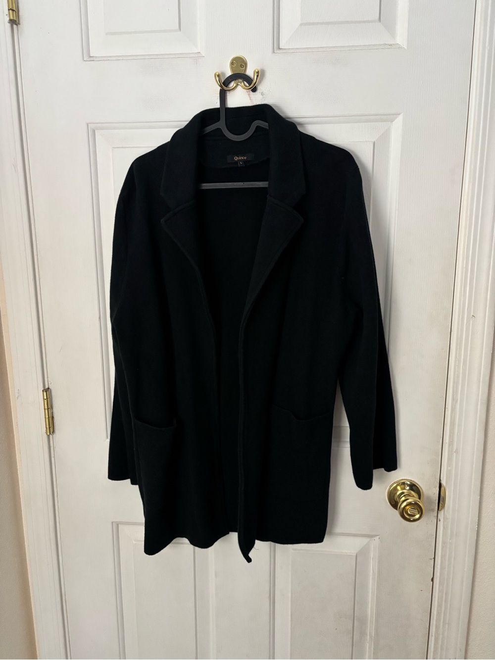 Quince Black Open-Front Knit Blazer